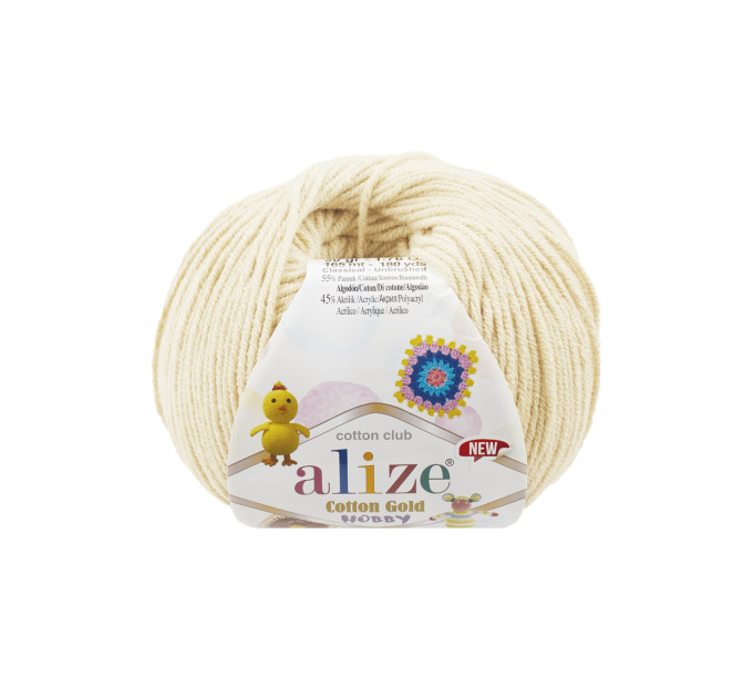 Пряжа Alize Cotton Gold Hobby New | Алізе Коттон Голд Хобі Нью 01 крем