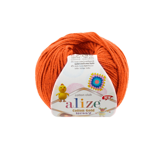 Пряжа Alize Cotton Gold Hobby New | Алізе Коттон Голд Хобі Нью 37 оранж