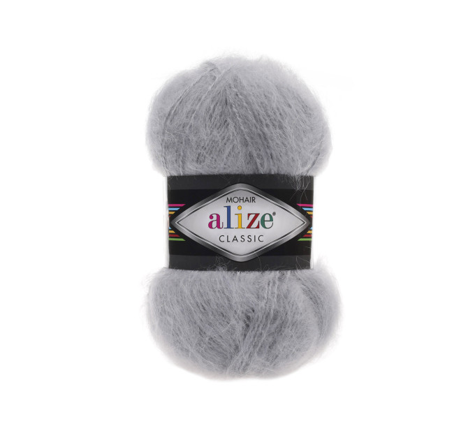 Пряжа Alize Mohair Classic | Алізе Мохер Класік 21 сірий