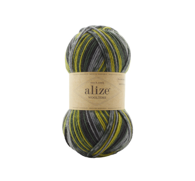 Пряжа Alize Wooltime | Алізе Вултайм 11019 сіро-зелений