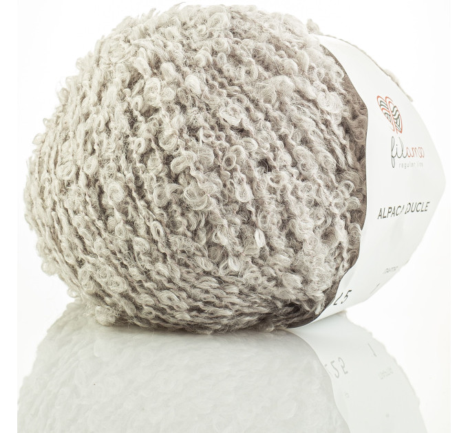 Пряжа букле Filamo Alpaca Boucle 225 світло сірий