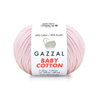 Пряжа Gazzal Baby Cotton | Газзал Бебі Коттон 3411 світлий рожевий
