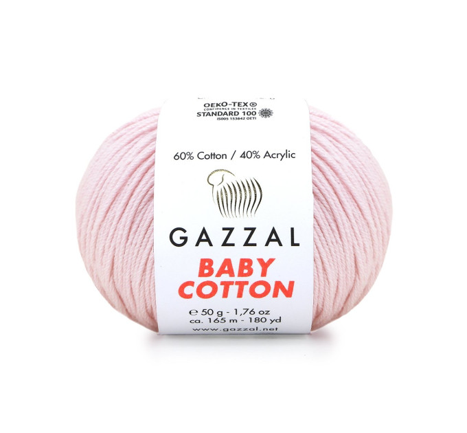 Пряжа Gazzal Baby Cotton | Газзал Бебі Коттон 3411 світлий рожевий