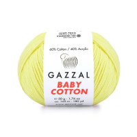 Пряжа Gazzal Baby Cotton | Газзал Бебі Коттон 3413 св.жовтий