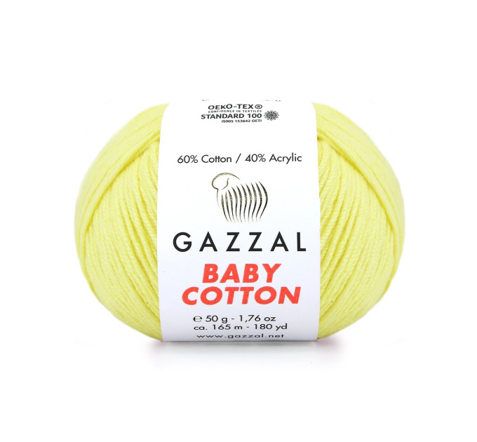 Пряжа Gazzal Baby Cotton | Газзал Бебі Коттон 3413 св.жовтий