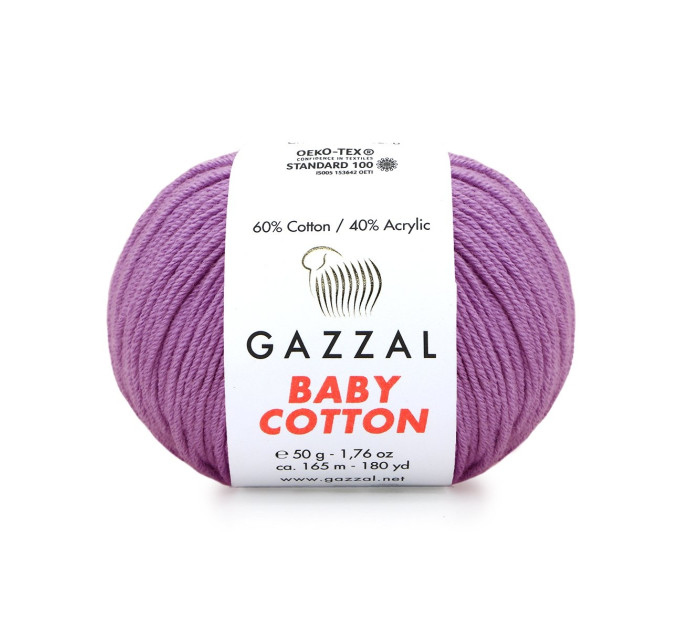 Пряжа Gazzal Baby Cotton | Газзал Бебі Коттон 3414 фіолетовий
