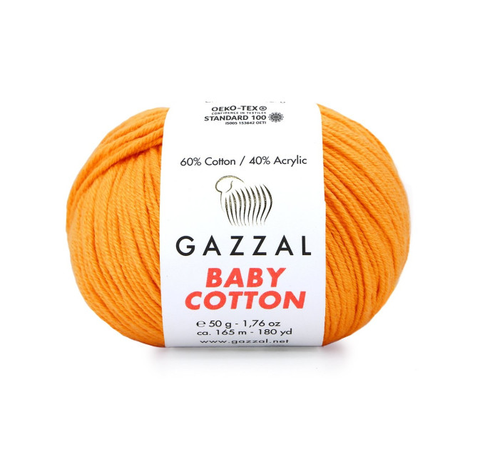 Пряжа Gazzal Baby Cotton | Газзал Бебі Коттон 3416 оранж