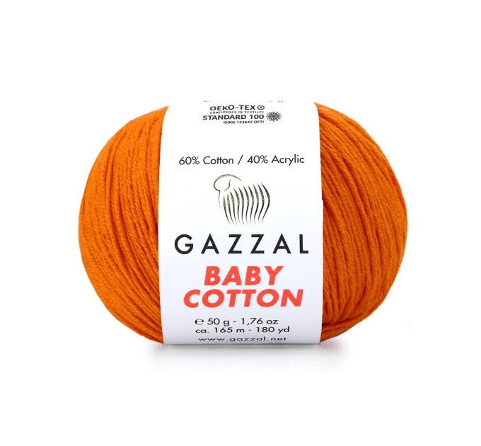 Пряжа Gazzal Baby Cotton | Газзал Бебі Коттон 3419 яскраво-оранж