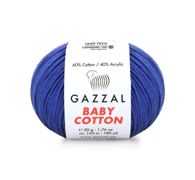 Пряжа Gazzal Baby Cotton | Газзал Бебі Коттон 3421 волошка