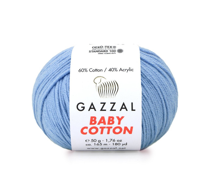 Пряжа Gazzal Baby Cotton | Газзал Бебі Коттон 3423 блакитний
