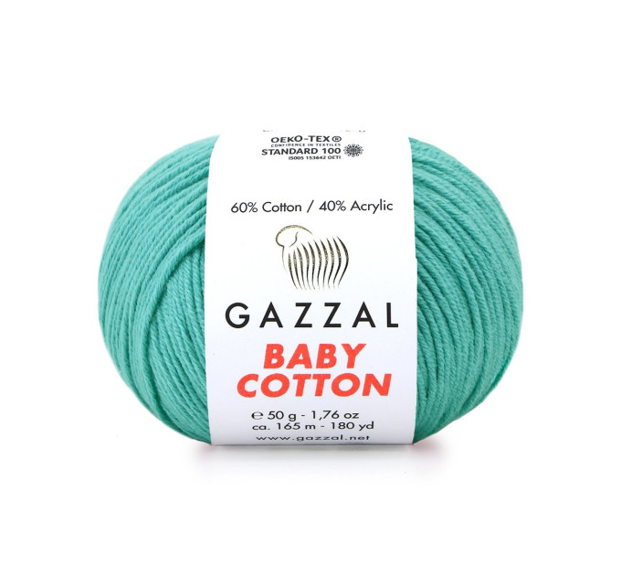 Пряжа Gazzal Baby Cotton | Газзал Бебі Коттон 3426 яскрава м'ята