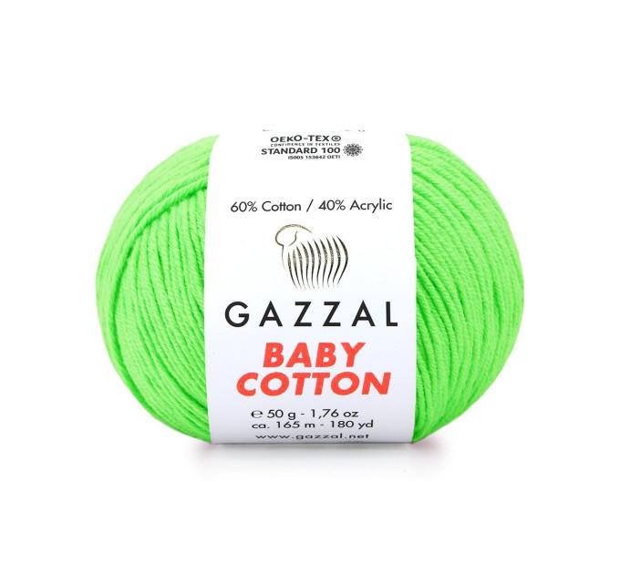 Пряжа Gazzal Baby Cotton | Газзал Бебі Коттон 3427 світло зелений