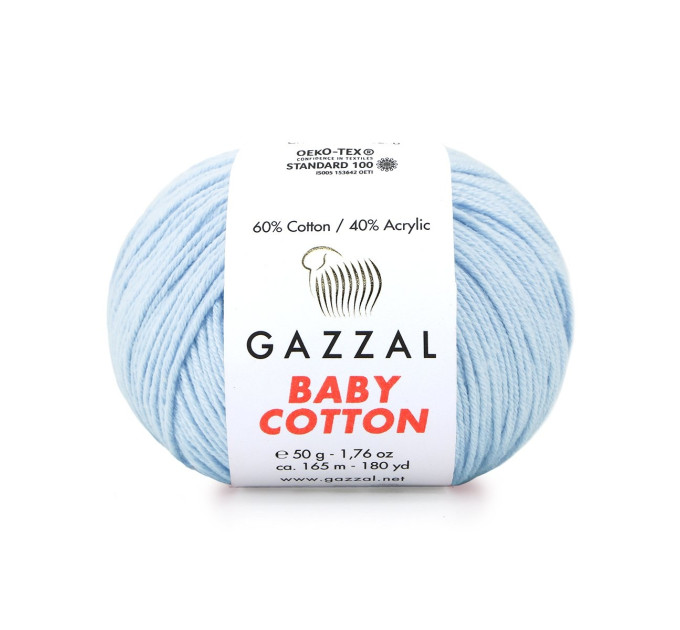 Пряжа Gazzal Baby Cotton | Газзал Бебі Коттон 3429 небесно-блакитний