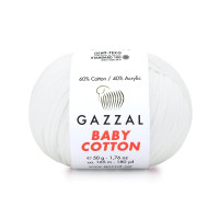 Пряжа Gazzal Baby Cotton | Газзал Бебі Коттон 3432 білий