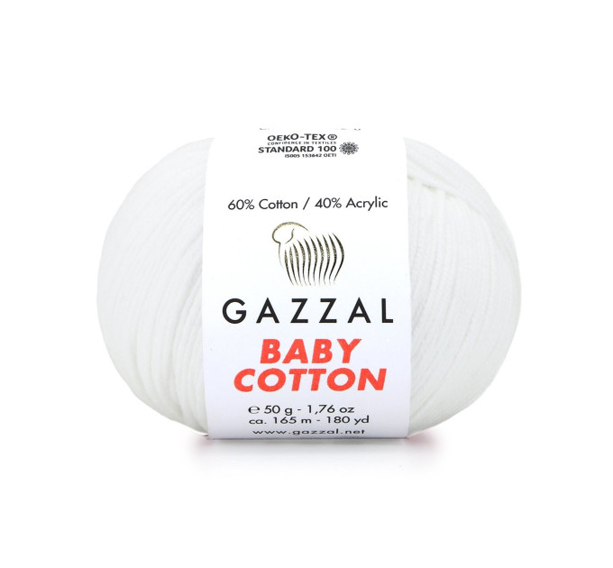 Пряжа Gazzal Baby Cotton | Газзал Бебі Коттон 3432 білий