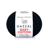 Пряжа Gazzal Baby Cotton | Газзал Бебі Коттон 3433 чорний