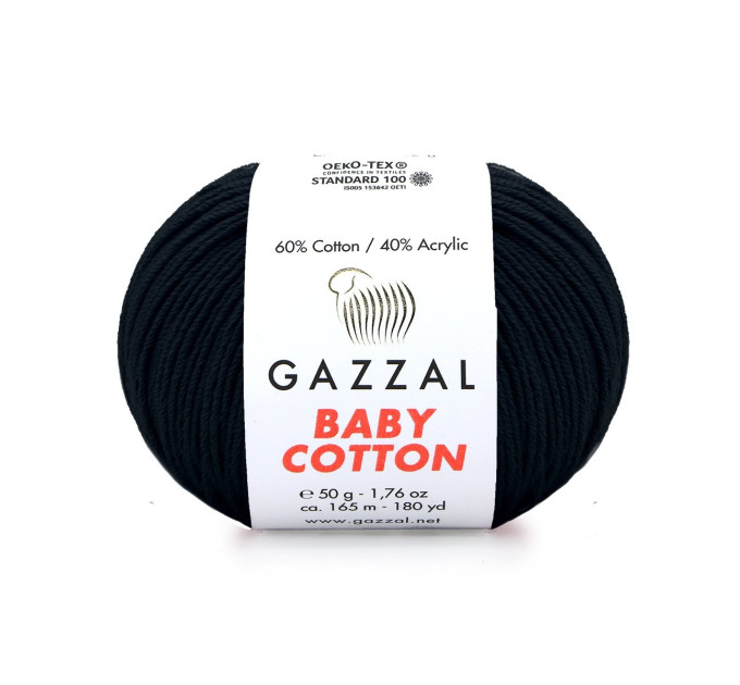 Пряжа Gazzal Baby Cotton | Газзал Бебі Коттон 3433 чорний