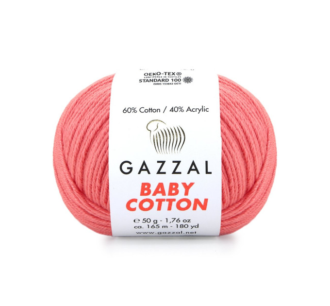 Пряжа Gazzal Baby Cotton | Газзал Бебі Коттон 3435 корал
