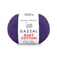 Пряжа Gazzal Baby Cotton | Газзал Бебі Коттон 3440 сухий бузок