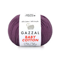 Пряжа Gazzal Baby Cotton | Газзал Бебі Коттон 3441 фіолетовий