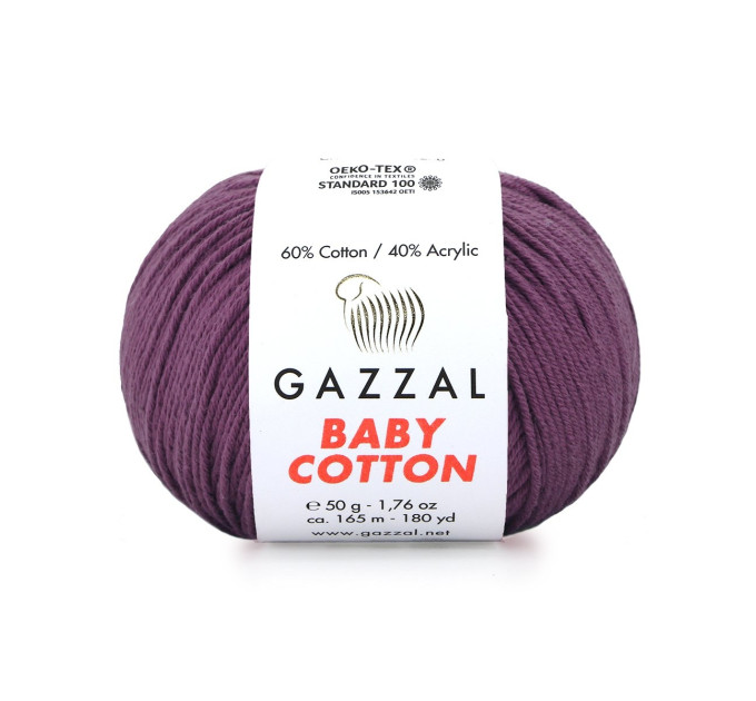Пряжа Gazzal Baby Cotton | Газзал Бебі Коттон 3441 фіолетовий