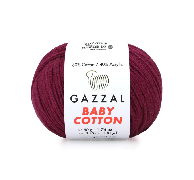 Пряжа Gazzal Baby Cotton | Газзал Бебі Коттон 3442 рубін