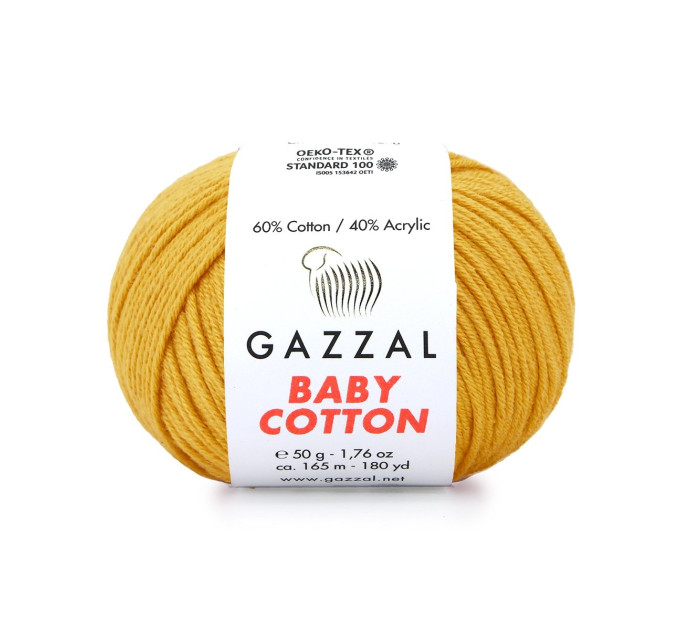 Пряжа Gazzal Baby Cotton | Газзал Бебі Коттон 3447 гірчиця