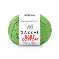 Пряжа Gazzal Baby Cotton | Газзал Бебі Коттон 3448 св.зелений