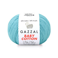 Пряжа Gazzal Baby Cotton | Газзал Бебі Коттон 3451 св.бірюза