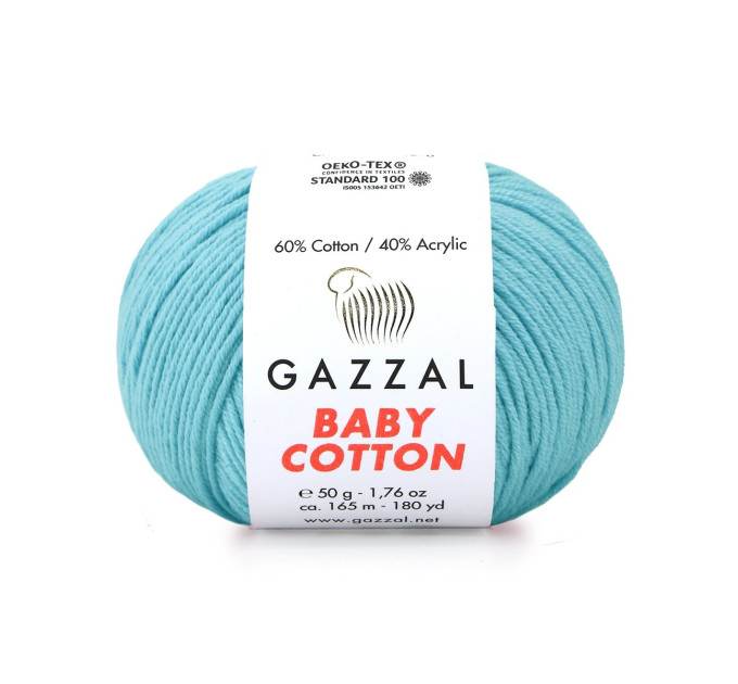 Пряжа Gazzal Baby Cotton | Газзал Бебі Коттон 3451 св.бірюза