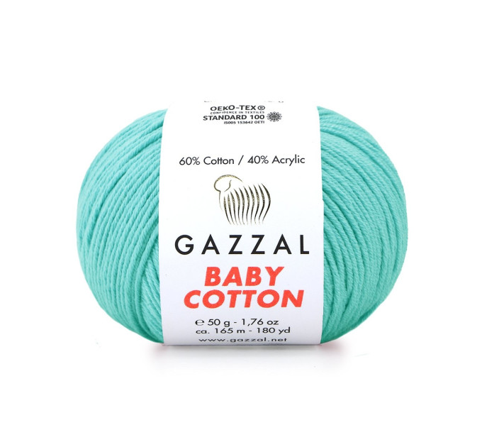 Пряжа Gazzal Baby Cotton | Газзал Бебі Коттон 3452 м'ята