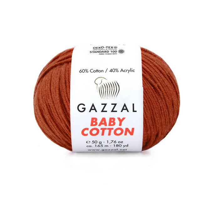 Пряжа Gazzal Baby Cotton | Газзал Бебі Коттон 3453 теракот