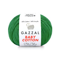 Пряжа Gazzal Baby Cotton | Газзал Бебі Коттон 3456 зелений