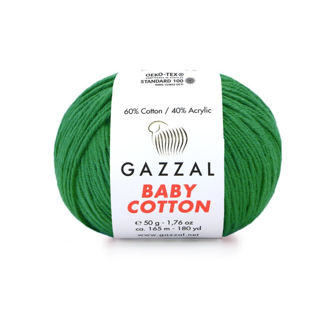 Пряжа Gazzal Baby Cotton | Газзал Бебі Коттон 3456 зелений