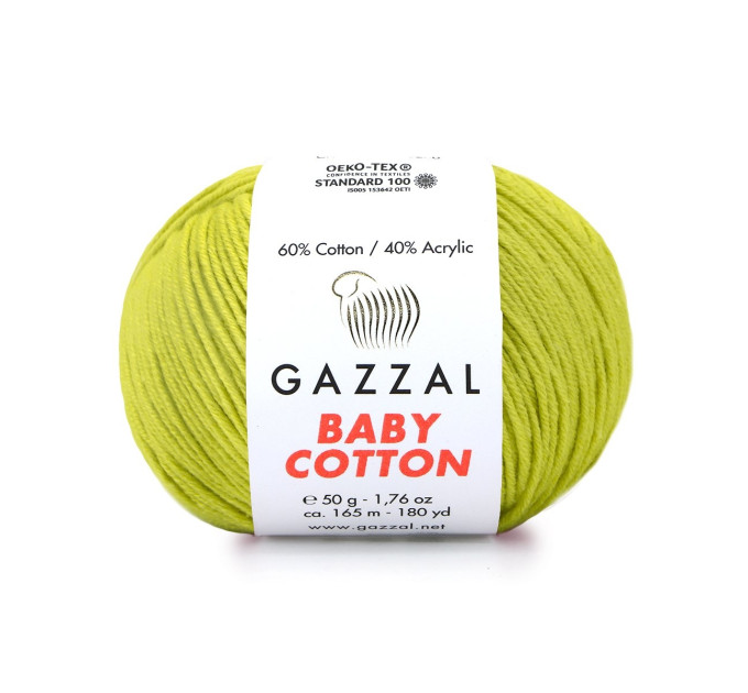 Пряжа Gazzal Baby Cotton | Газзал Бебі Коттон 3457 світла оливка