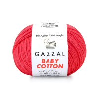 Пряжа Gazzal Baby Cotton | Газзал Бебі Коттон 3458 корал неон