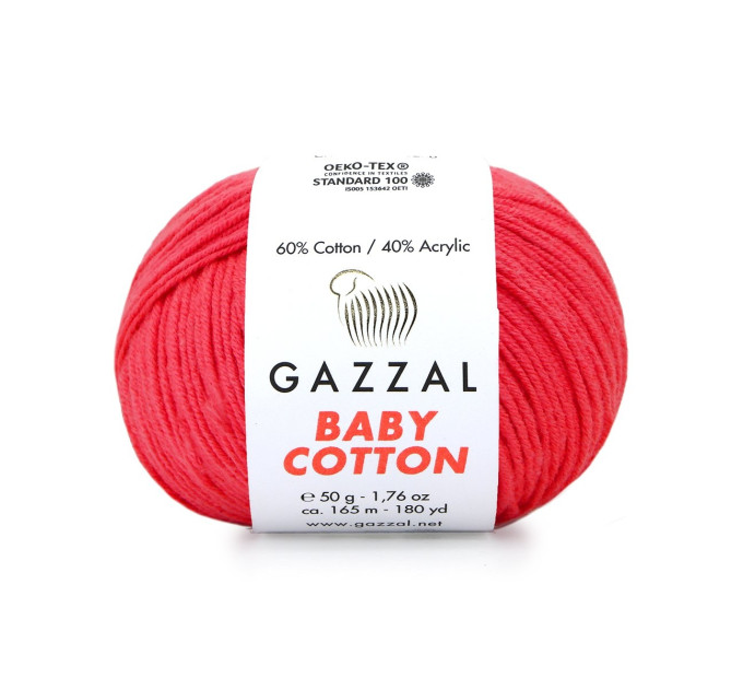 Пряжа Gazzal Baby Cotton | Газзал Бебі Коттон 3458 корал неон