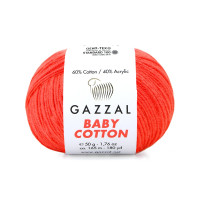 Пряжа Gazzal Baby Cotton | Газзал Бебі Коттон 3459 оранж неон