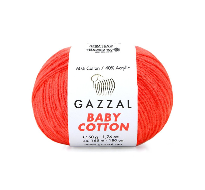 Пряжа Gazzal Baby Cotton | Газзал Бебі Коттон 3459 оранж неон
