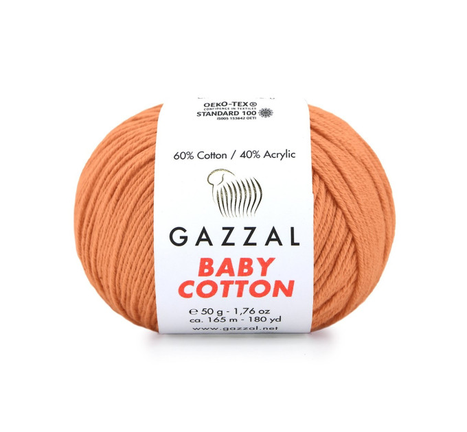 Пряжа Gazzal Baby Cotton | Газзал Бебі Коттон 3465 стиглий персик