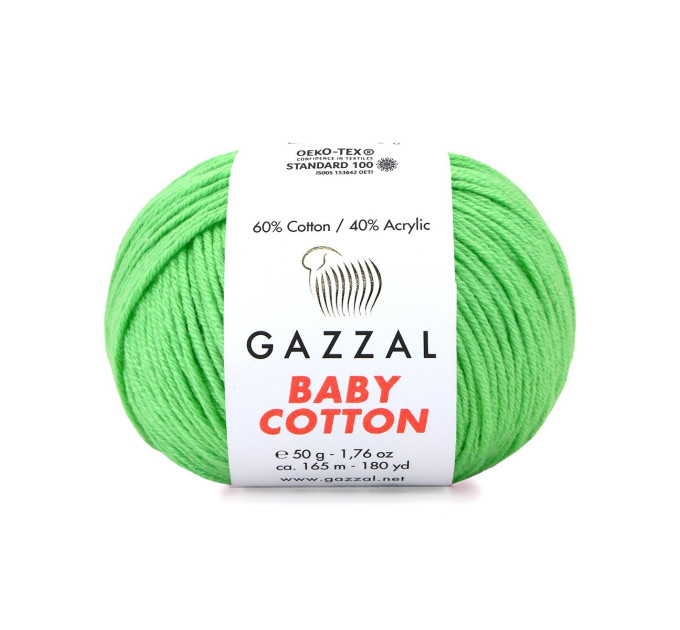 Пряжа Gazzal Baby Cotton | Газзал Бебі Коттон 3466 ніжний салат