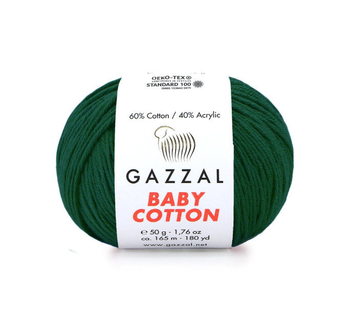 Пряжа Gazzal Baby Cotton | Газзал Бебі Коттон 3467 смарагд