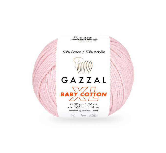 Пряжа Gazzal Baby Cotton XL | Газзал Бебі Коттон ХЛ 3411 св. рожевий