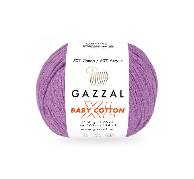 Пряжа Gazzal Baby Cotton XL | Газзал Бебі Коттон ХЛ 3414 ліловий