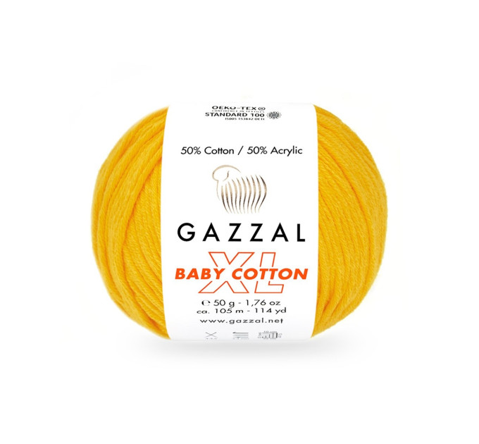 Пряжа Gazzal Baby Cotton XL | Газзал Бебі Коттон ХЛ 3417 жовтий