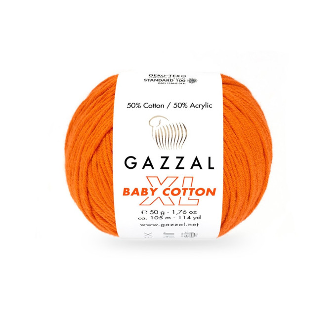 Пряжа Gazzal Baby Cotton XL | Газзал Бебі Коттон ХЛ 3419 яскравий оранж