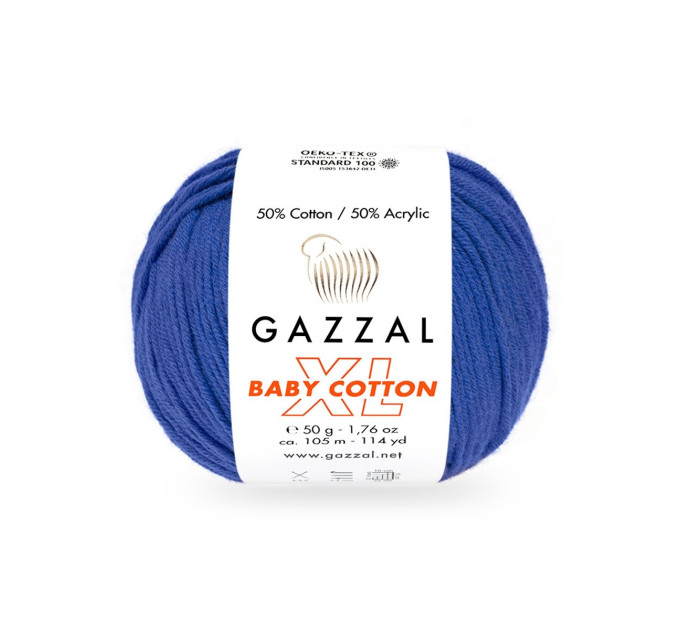 Пряжа Gazzal Baby Cotton XL | Газзал Бебі Коттон ХЛ 3421 електрик