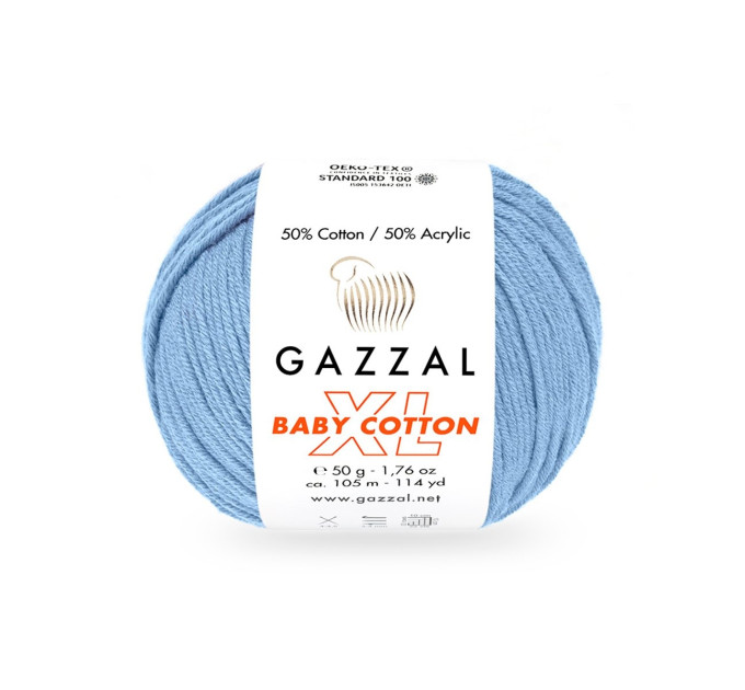 Пряжа Gazzal Baby Cotton XL | Газзал Бебі Коттон ХЛ 3423 блакитний