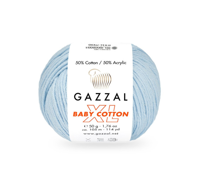 Пряжа Gazzal Baby Cotton XL | Газзал Бебі Коттон ХЛ 3429 св. блакитний