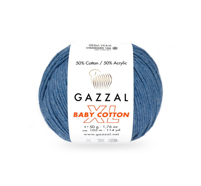 Пряжа Gazzal Baby Cotton XL | Газзал Бебі Коттон ХЛ 3431 джинс